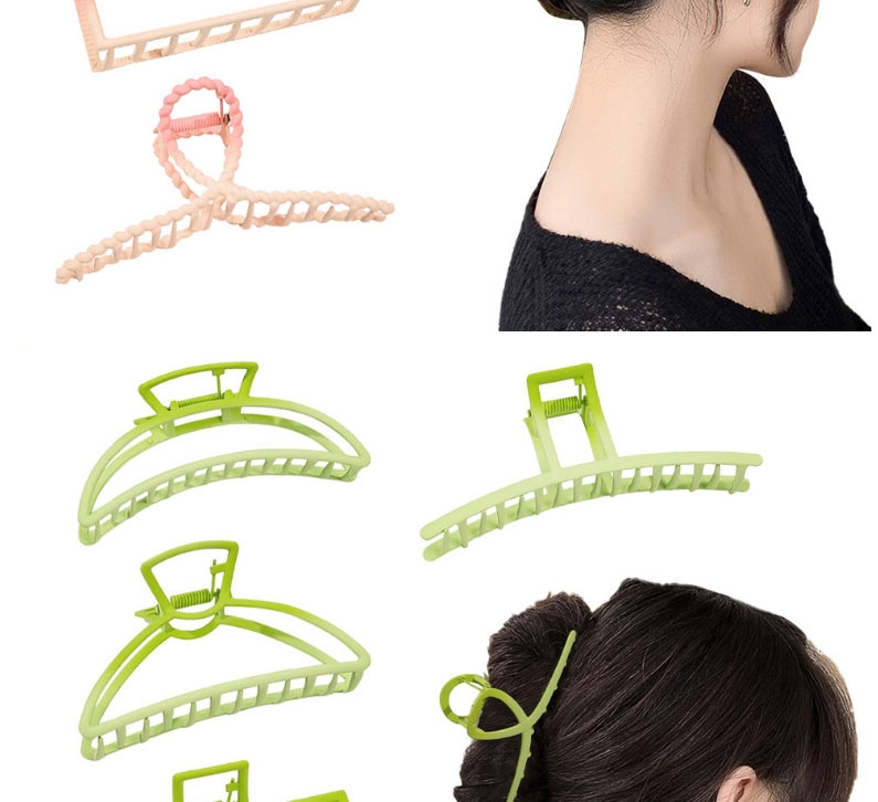 Fashion Gradient Green Metal Grab Clip - Crescent Alloy Gradient Crescent Grab Clip,Hair Claws