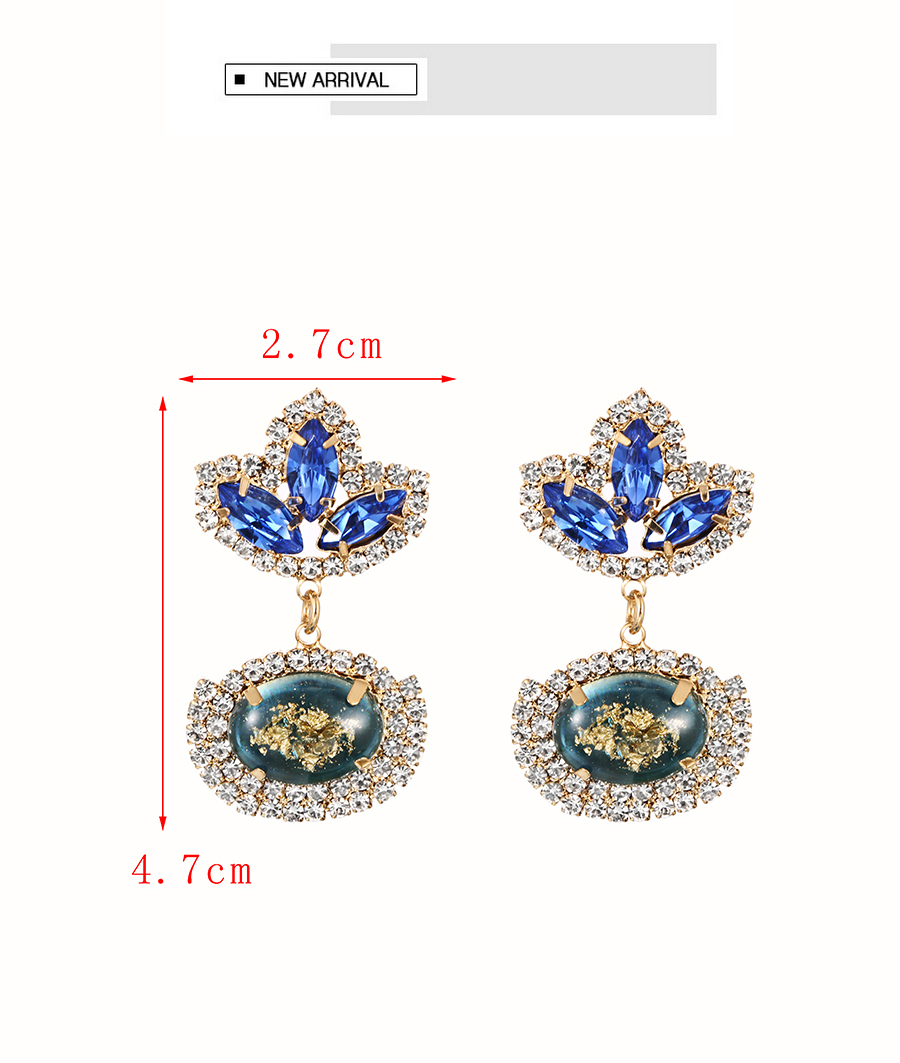 Fashion Champagne Alloy Diamond Geometric Stud Earrings,Stud Earrings