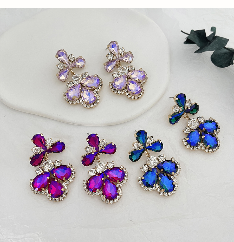 Fashion Pink Alloy Diamond Drop Earrings,Stud Earrings