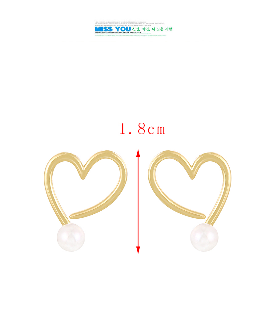 Fashion Gold Copper Pearl Heart Stud Earrings,Earrings