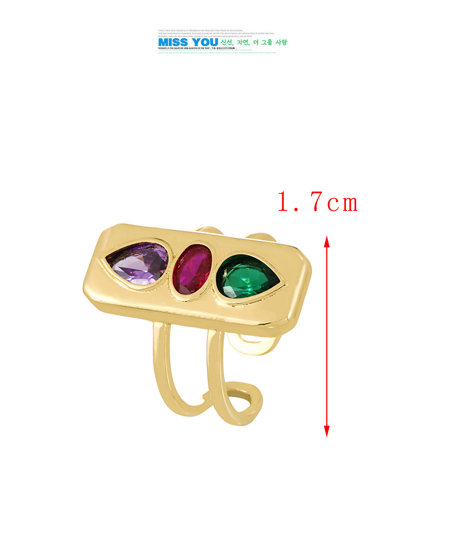 Fashion Gold Bronze Zircon Drop Square Ring,Rings