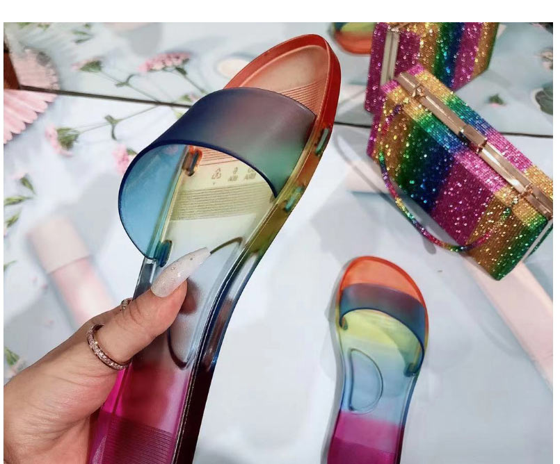 Fashion Colorful Jelly Shoes Pvc Colored Slip-on Flat Slippers,Slippers