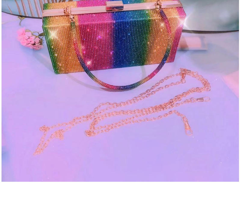 Fashion Rainbow Diamond Bag Pvc Colorful Diamond Rectangular Single-shoulder Bag,Messenger bags