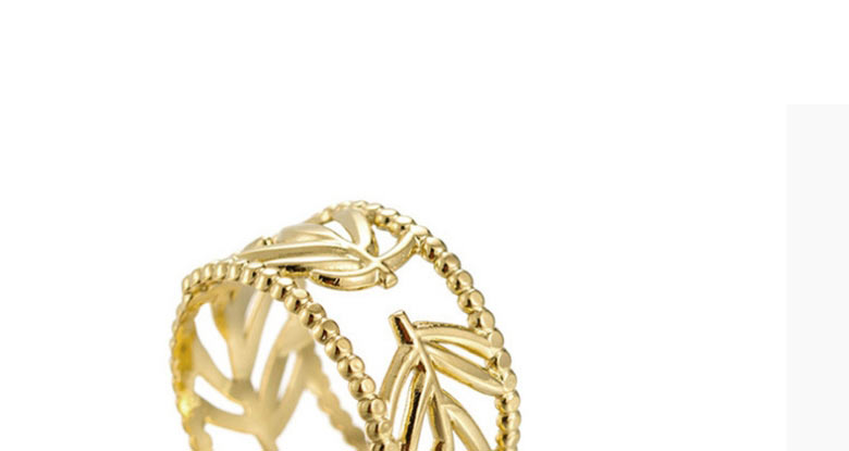 Fashion Gold Titanium Leaf Cutout Open Ring,Rings