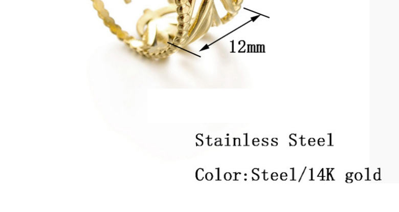 Fashion Gold Titanium Leaf Cutout Open Ring,Rings