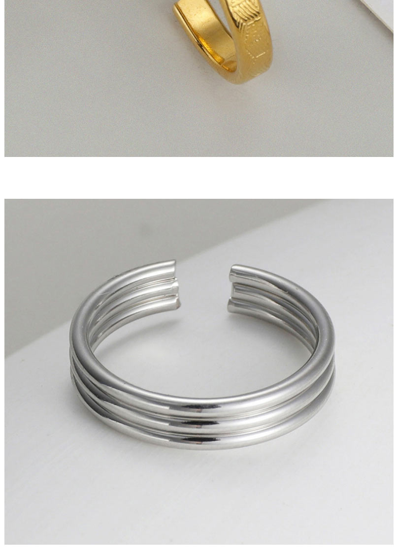 Fashion 1# Titanium Steel Spiral Pattern C Open Multilayer Ring,Rings