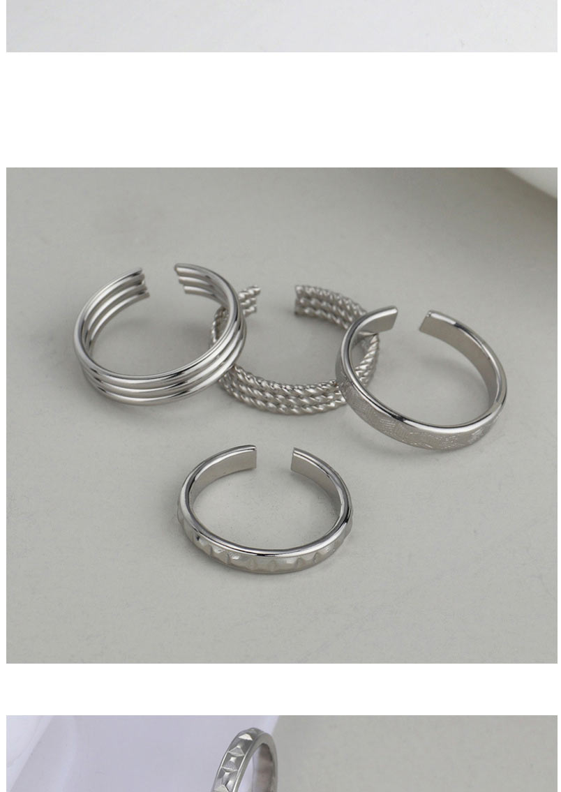 Fashion 3# Titanium Steel Spiral Pattern C Open Multilayer Ring,Rings