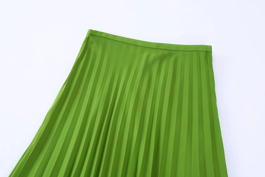 Fashion Green Pleated Hem Skirt,Skirts