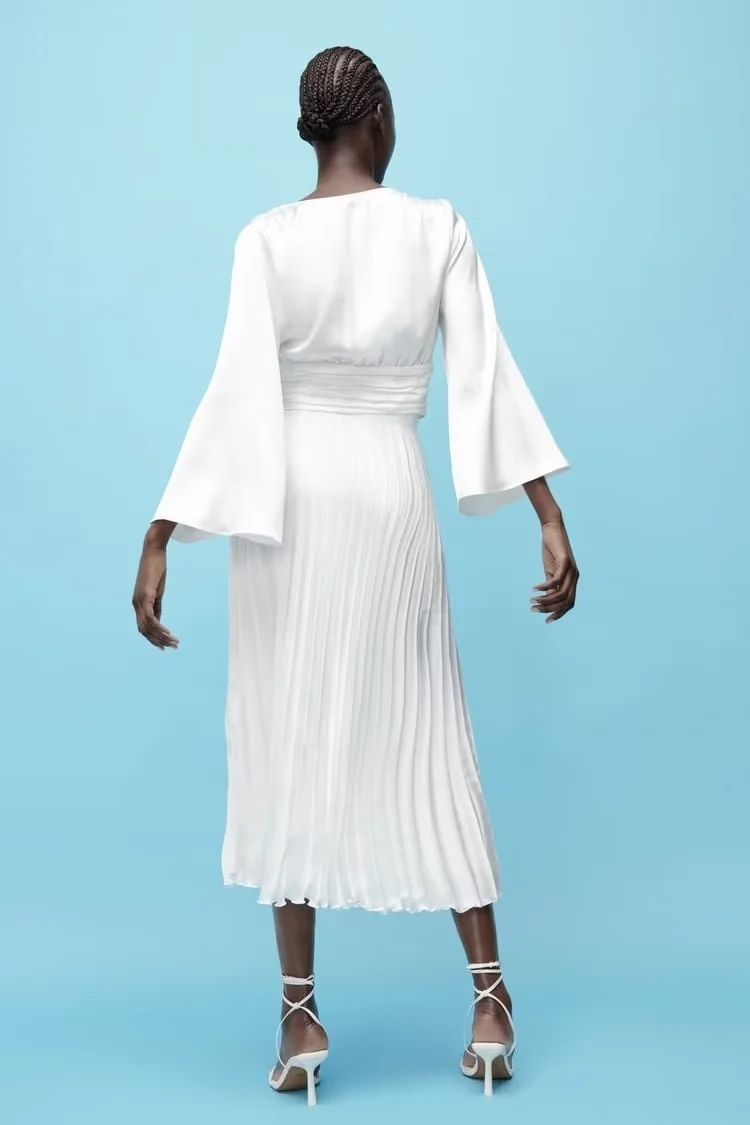 Fashion White Woven Pleated Skirt,Skirts