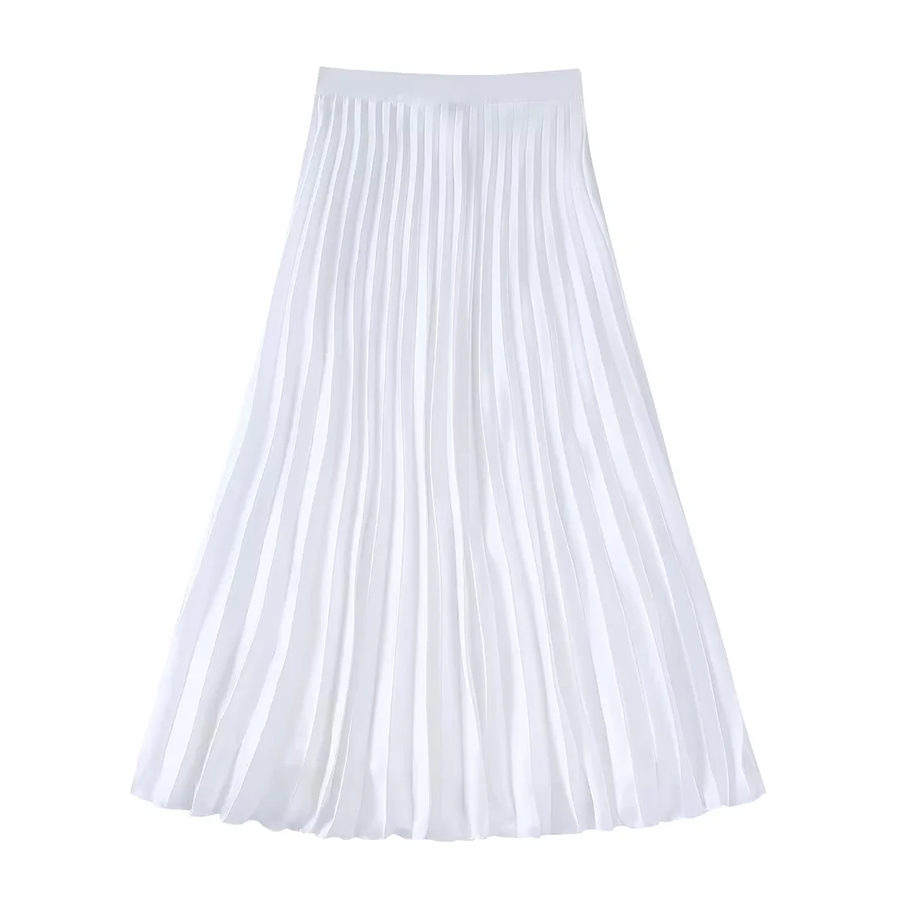 Fashion White Woven Pleated Skirt,Skirts