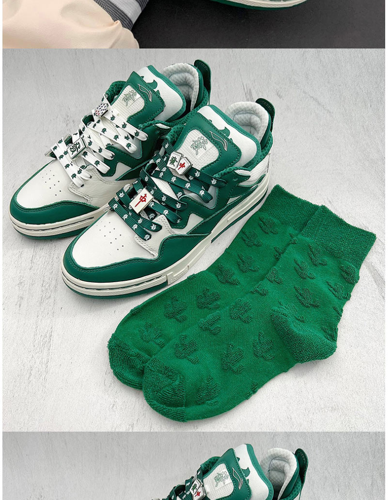 Fashion A Pair Of 160cm Green Shoelaces With White Characters Polyester Green Bottom White Lettering Fa Cai Shoelaces,Slippers