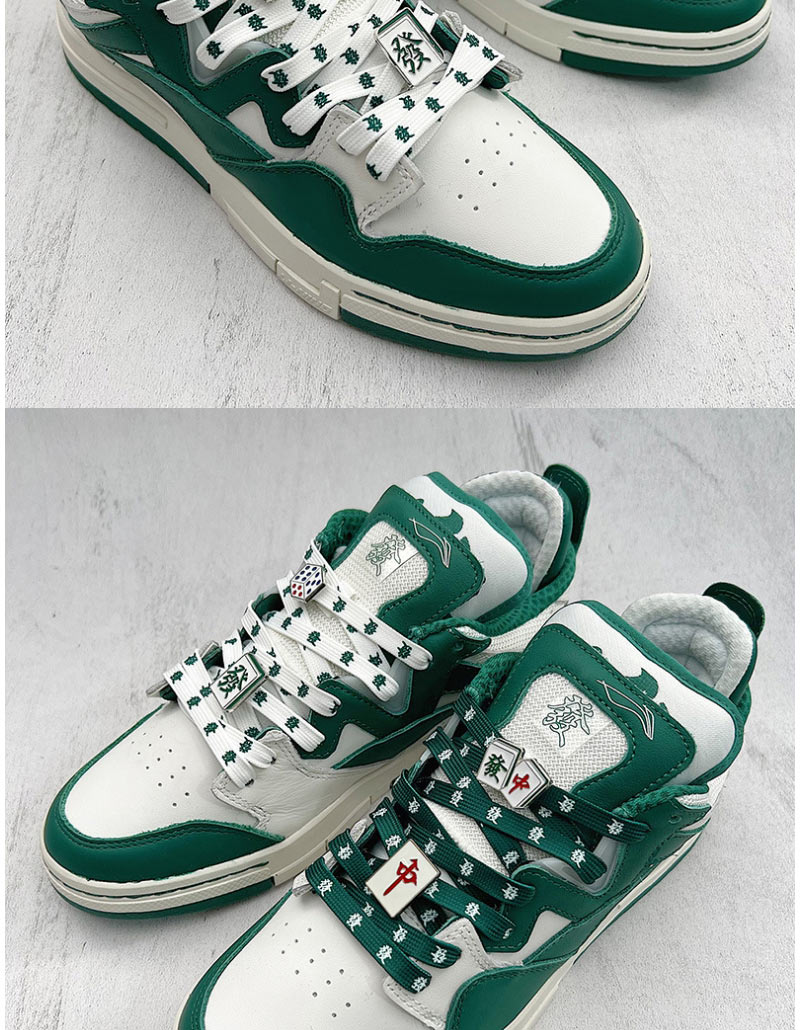 Fashion A Pair Of 140cm White Shoelaces With Green Characters Polyester White Bottom Green Word Fa Cai Shoelaces,Slippers