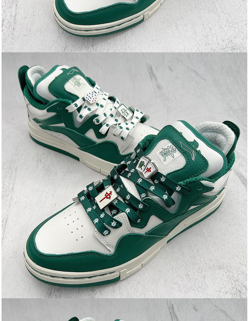 Fashion A Pair Of 160cm White Shoelaces With Green Characters Polyester White Bottom Green Word Fa Cai Shoelaces,Slippers