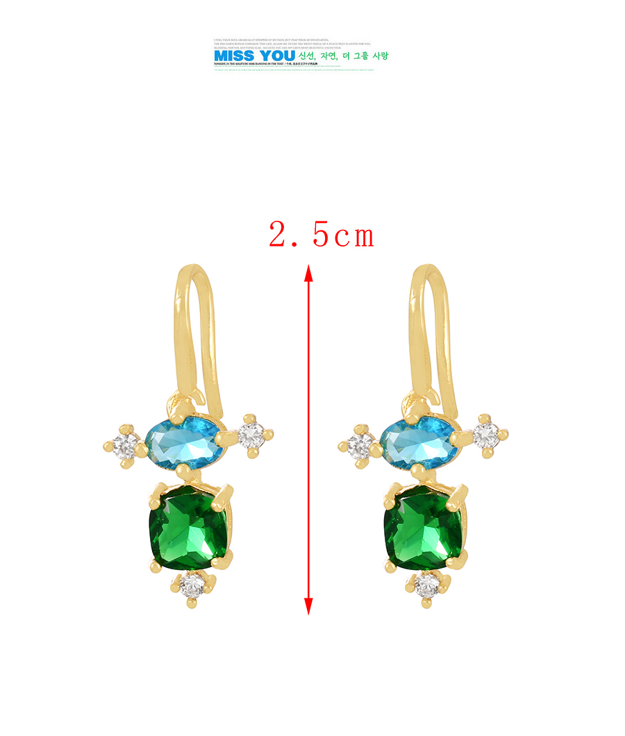 Fashion Color-2 Bronze Zirconium Geometric Stud Earrings,Earrings