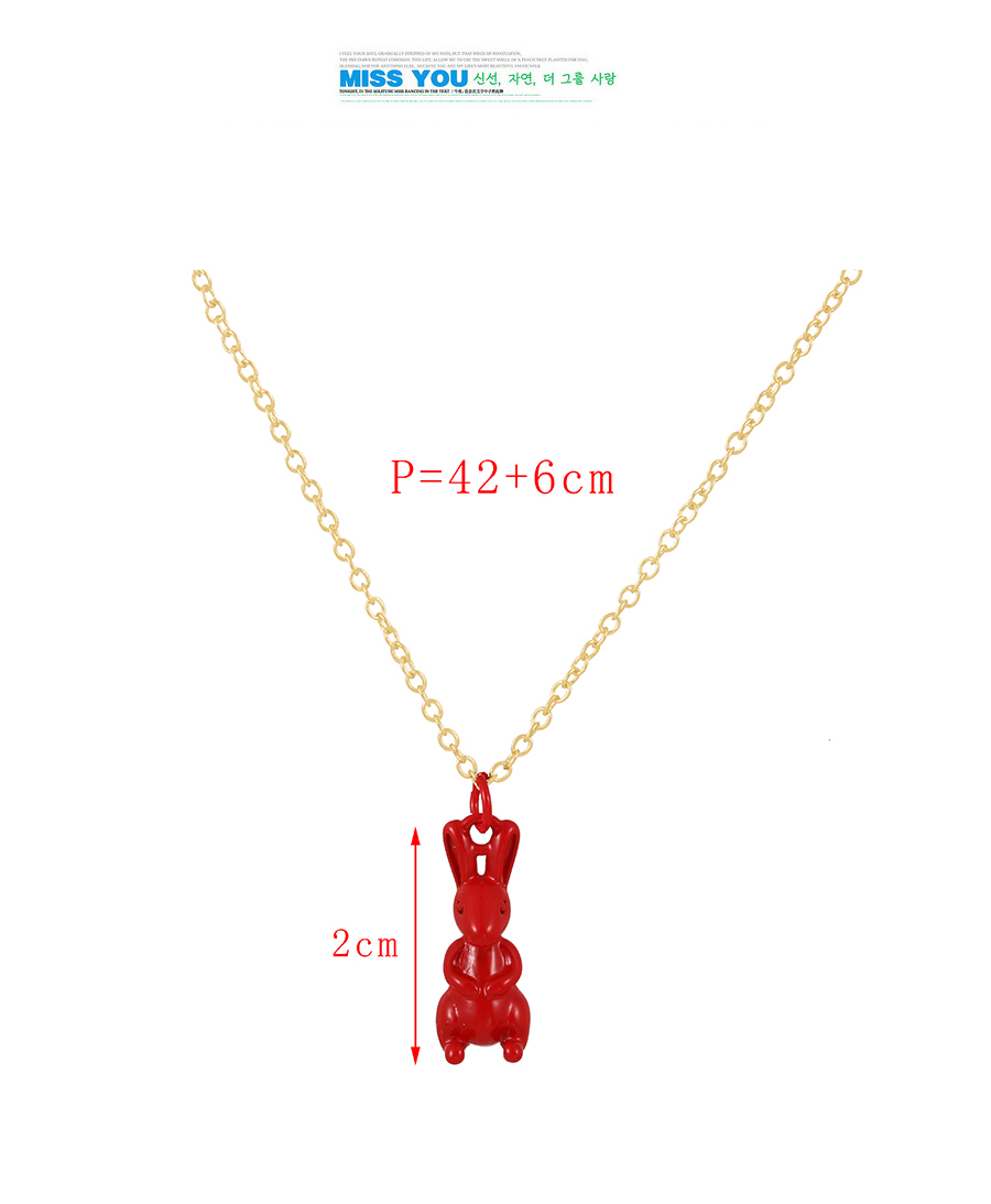 Fashion White Copper Drop Oil Rabbit Pendant Necklace,Necklaces