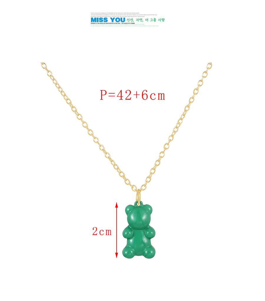 Fashion Lake Blue Bronze Zirconium Drop Oil Bear Pendant Necklace,Necklaces