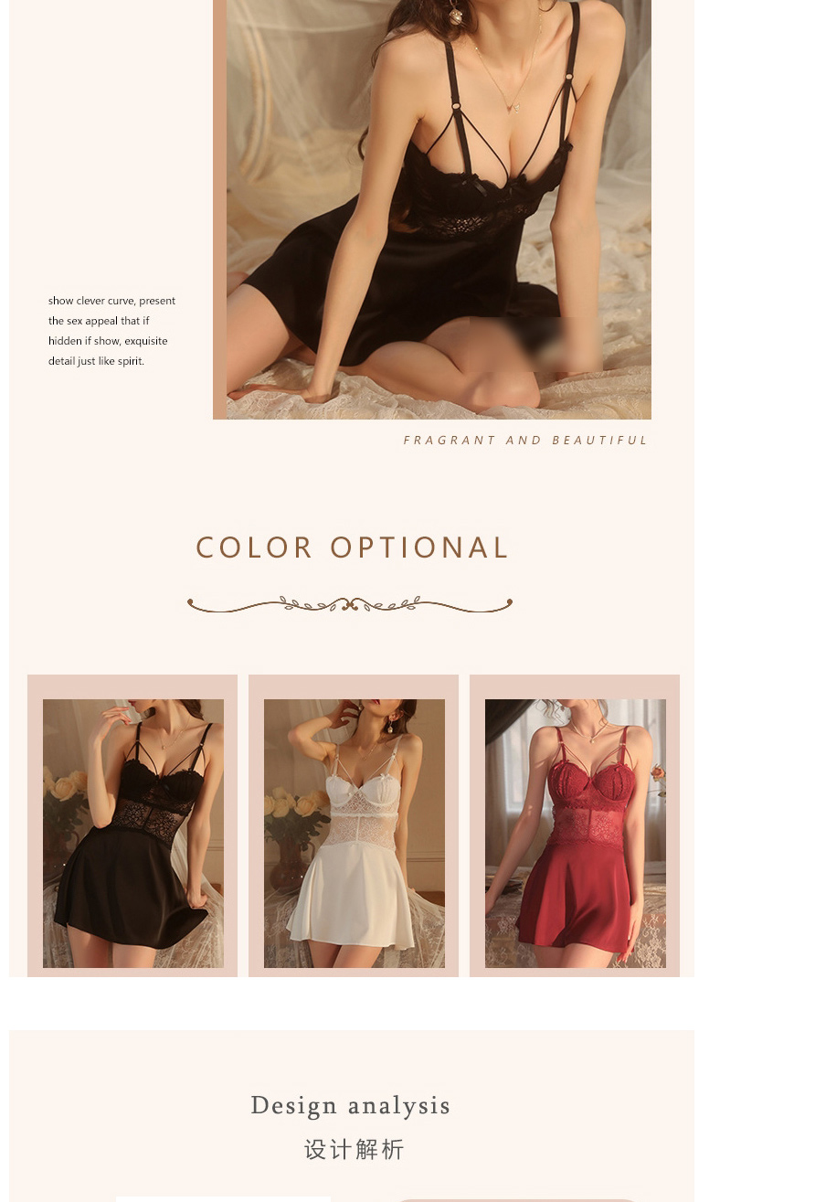 Fashion Maroon (nightdress) Polyester Lace Panel Sheer Sling Nightdress,SLEEPWEAR & UNDERWEAR