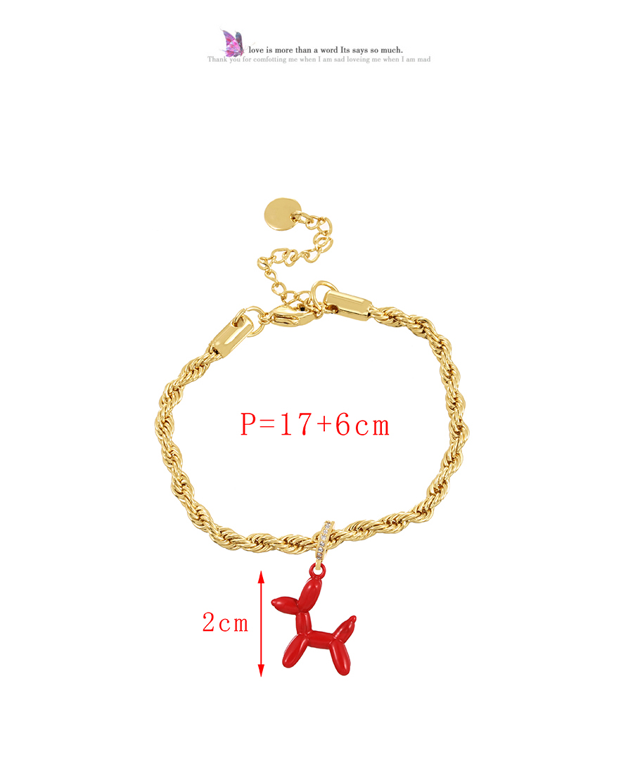 Fashion Fluorescent Yellow Copper Inlaid Zirconium Drop Oil Pet Dog Pendant Twist Bracelet,Bracelets
