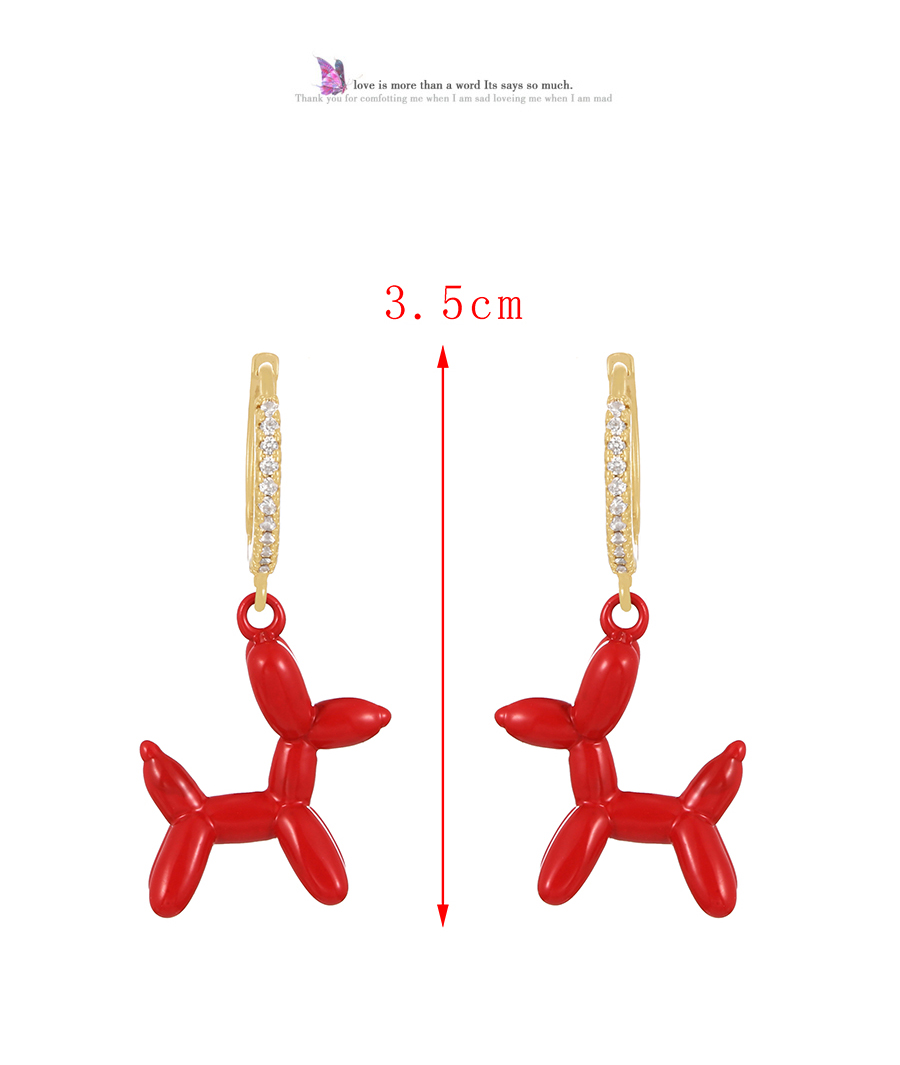 Fashion Red Copper Inlaid Zirconium Drip Oil Pet Dog Earrings,Earrings
