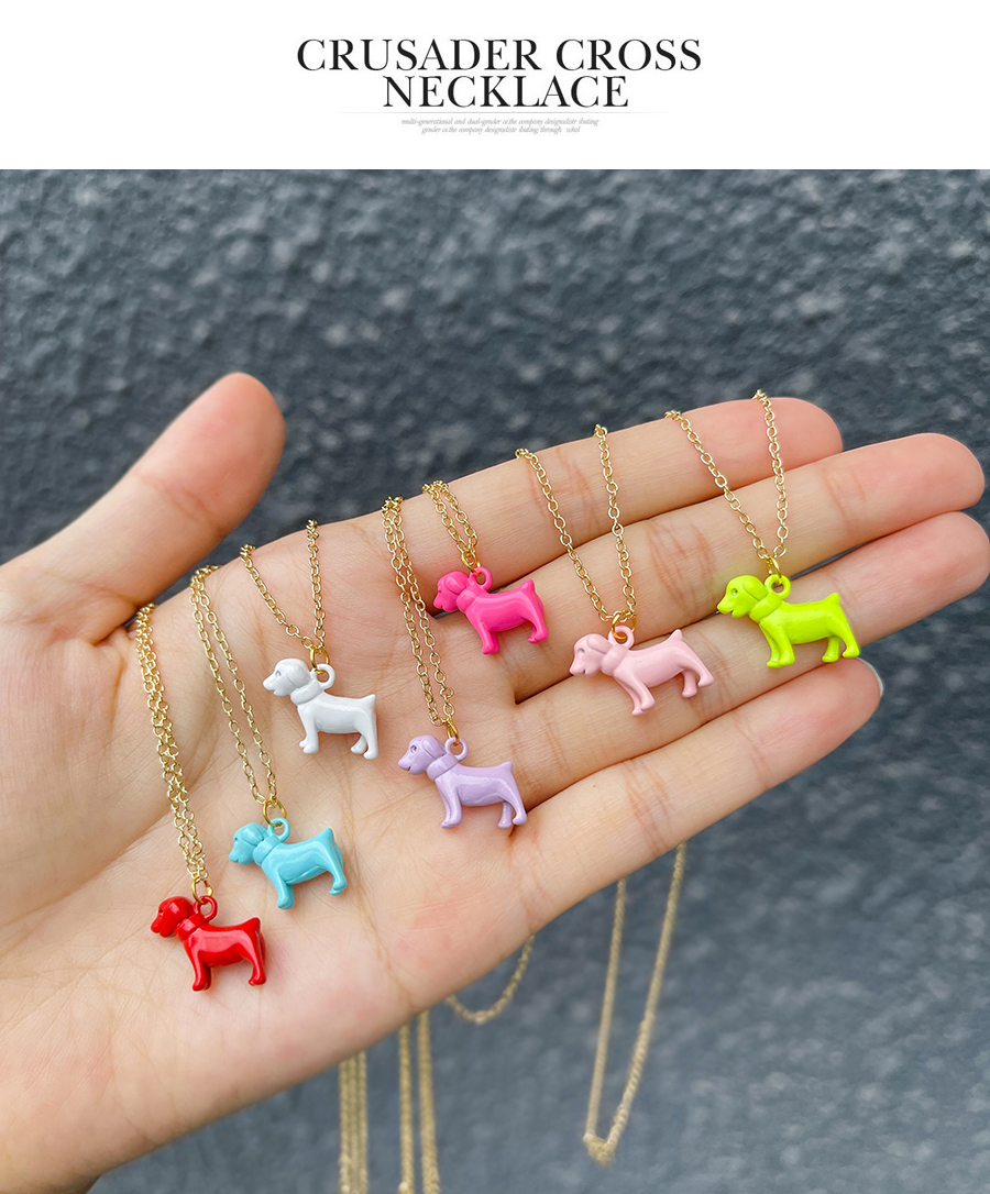 Fashion Fluorescent Yellow Copper Drop Oil Pet Dog Pendant Necklace,Necklaces