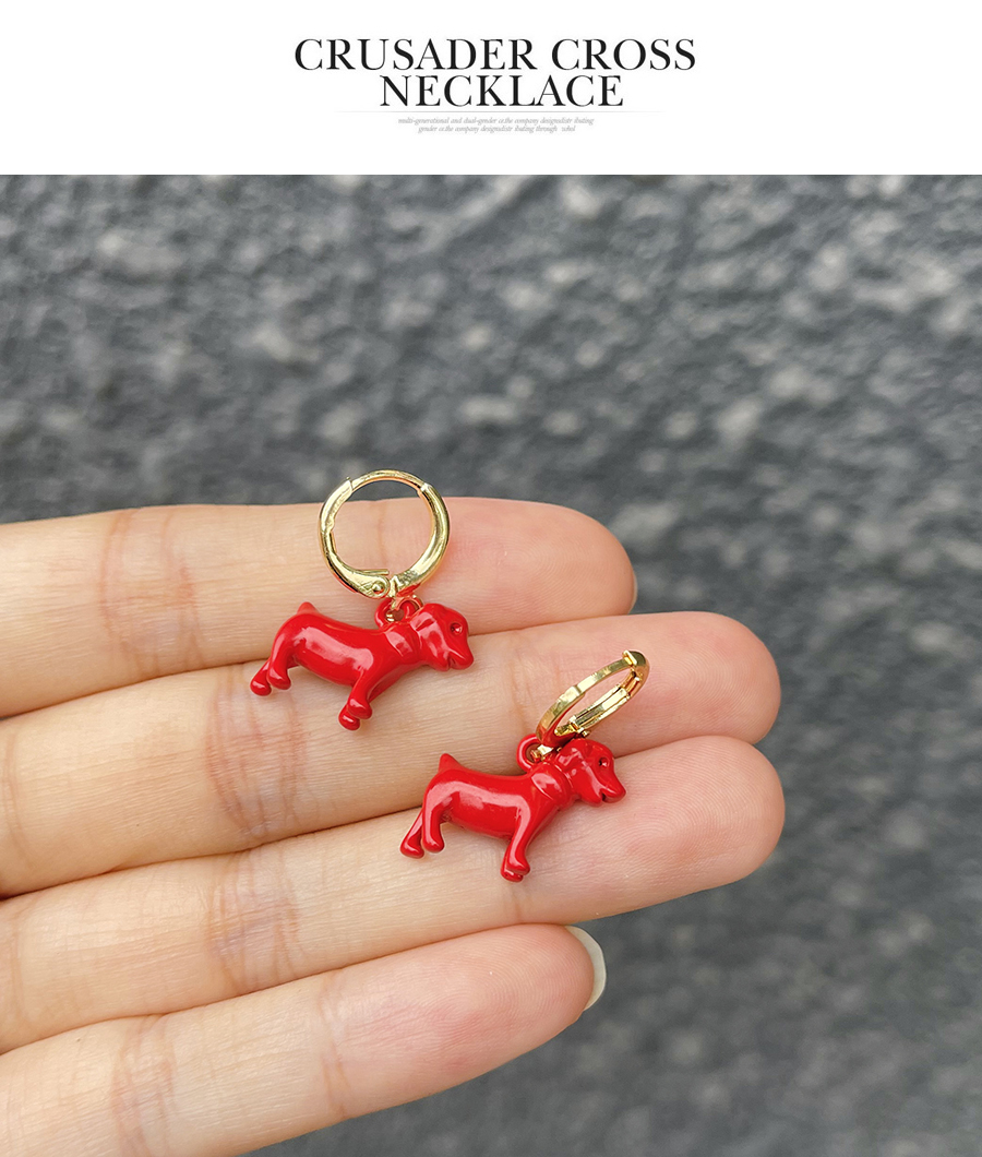 Fashion Red Copper Drop Oil Pet Dog Pendant Earrings,Earrings