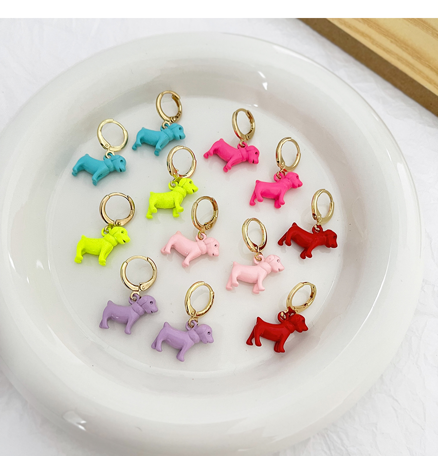 Fashion Red Copper Drop Oil Pet Dog Pendant Earrings,Earrings