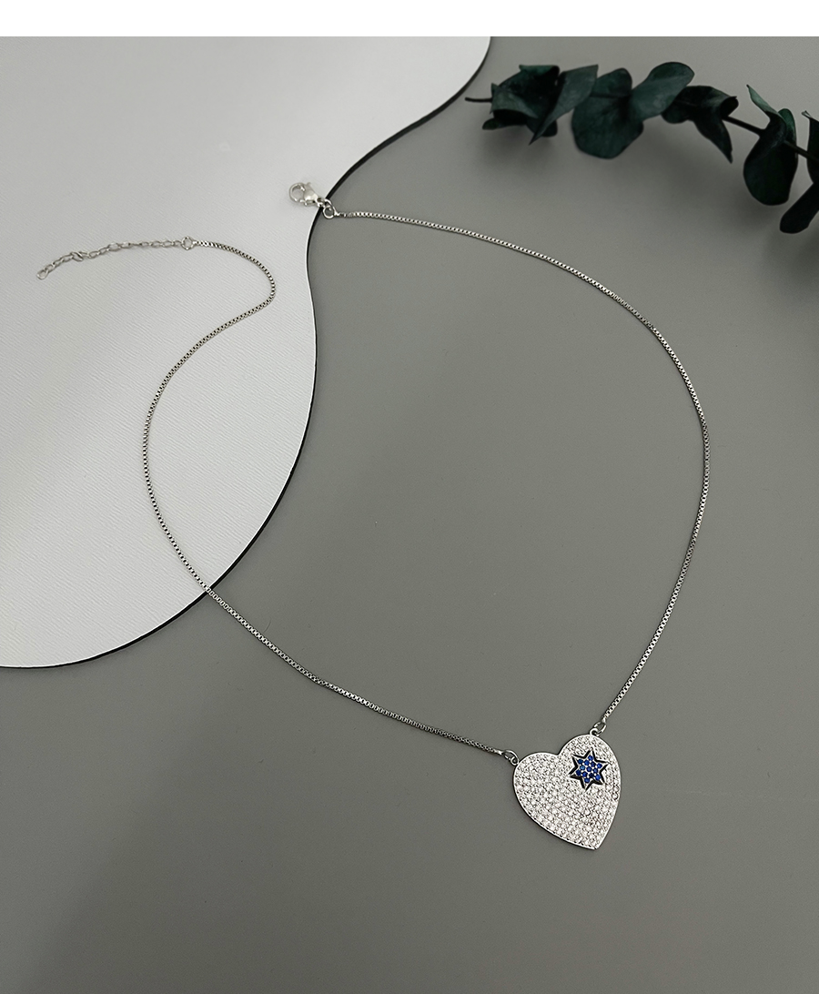 Fashion Red Bronze Zirconium Heart Star Pendant Necklace,Necklaces