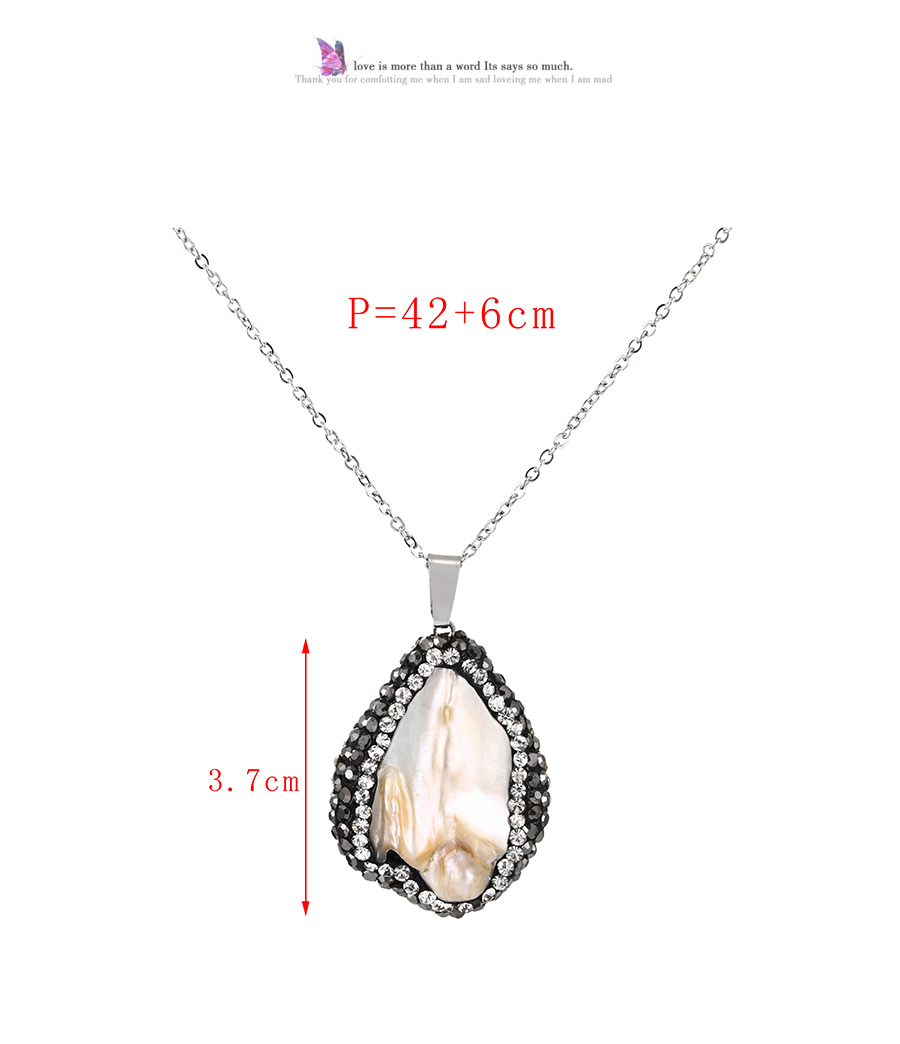 Fashion Silver Brass And Diamond Resin Irregular Shell Pendant Necklace,Necklaces