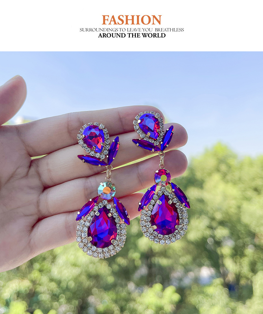Fashion Red Alloy Diamond Drop Earrings,Stud Earrings