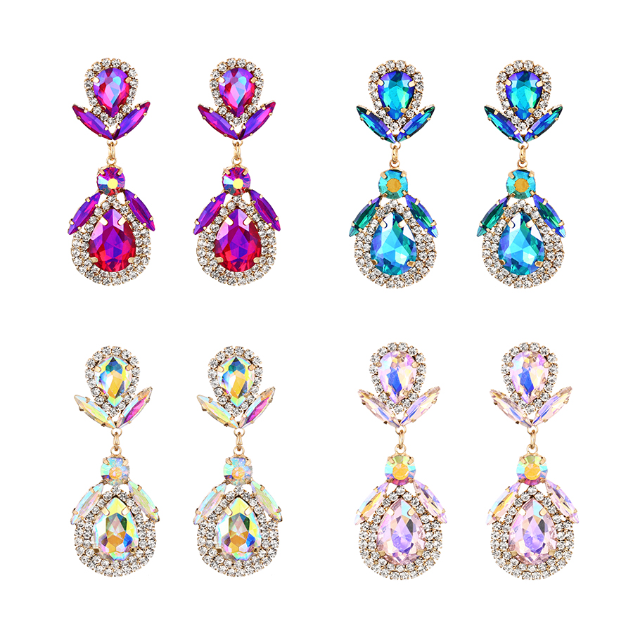 Fashion Light Pink Alloy Diamond Drop Earrings,Stud Earrings