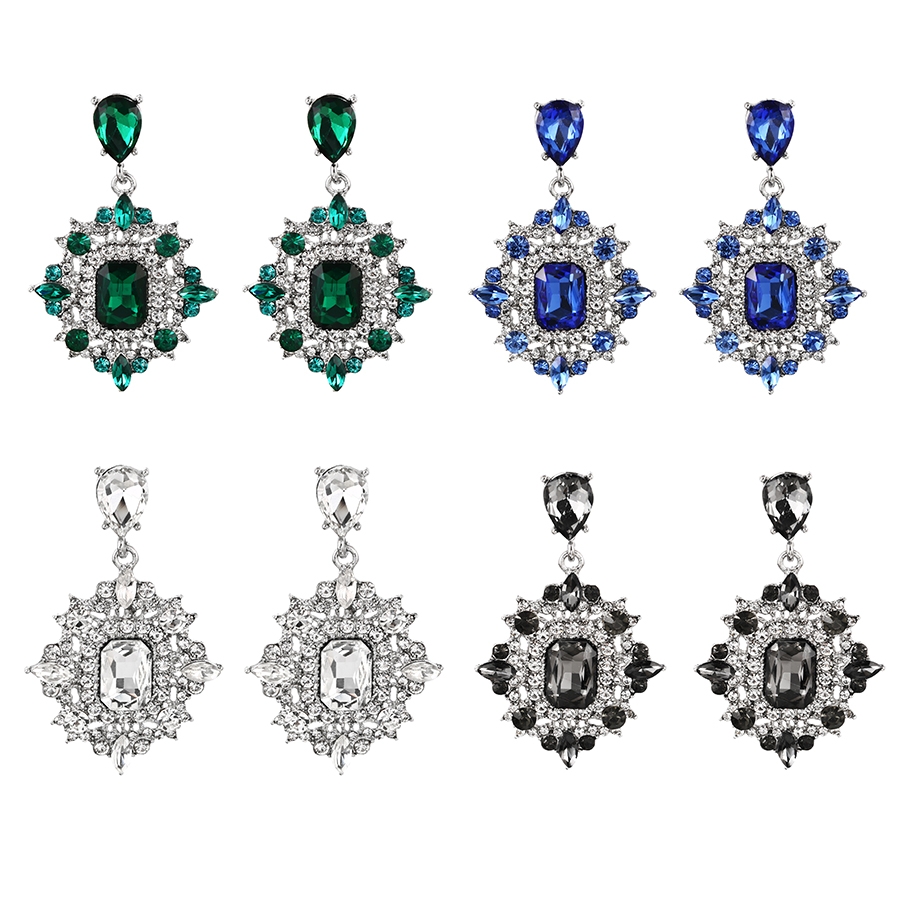 Fashion Silver Alloy Diamond Geometric Stud Earrings,Stud Earrings