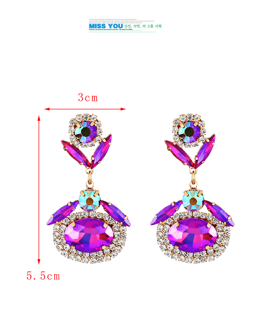 Fashion Light Pink Alloy Diamond Geometric Stud Earrings,Stud Earrings