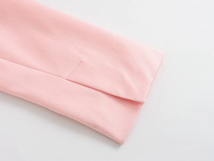 Fashion Pink Satin Lapel Pocket Blazer,Coat-Jacket