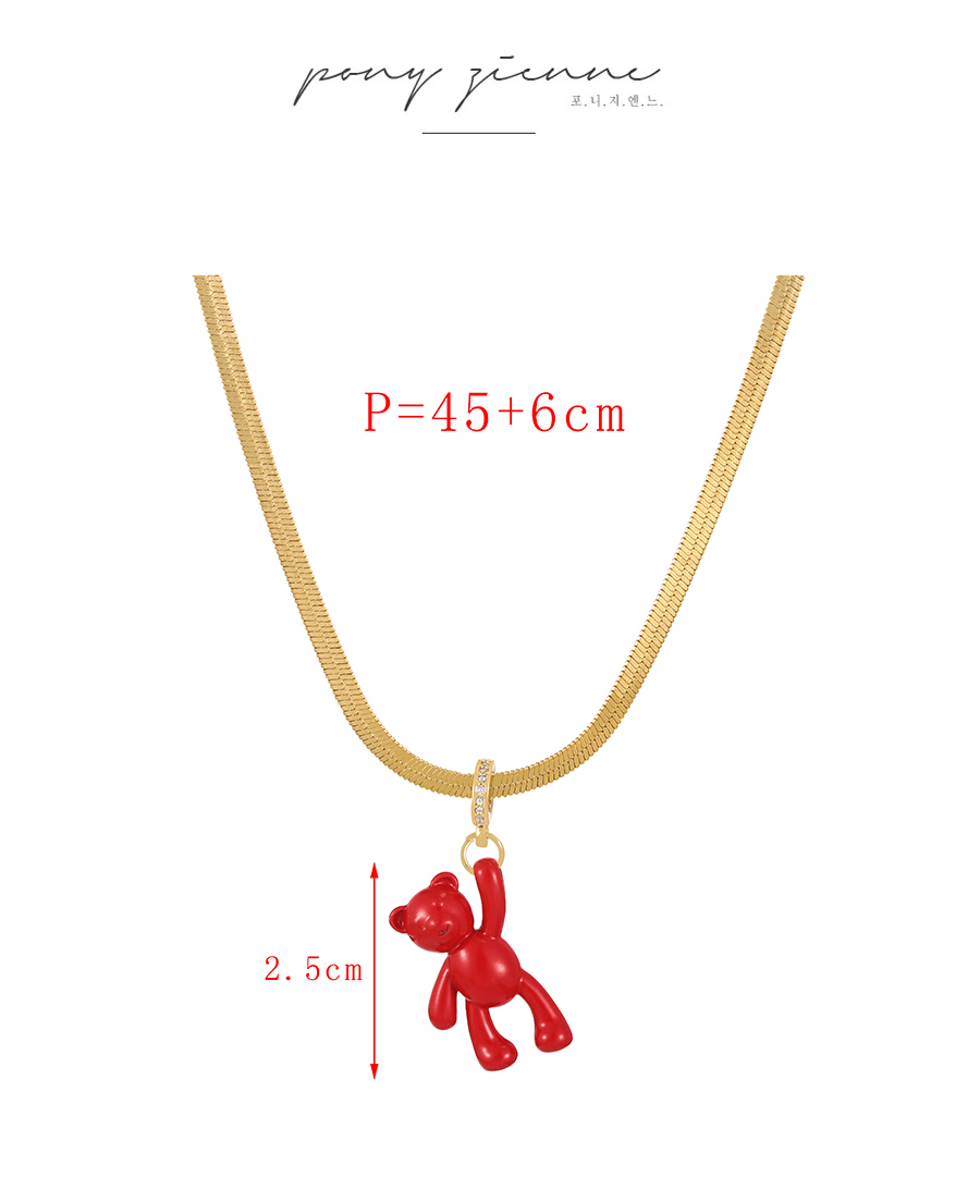Fashion Red Titanium Bear Pendant Snake Necklace,Necklaces