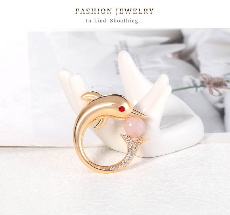 Fashion Gold Alloy Diamond Geometric Dolphin Brooch,Korean Brooches