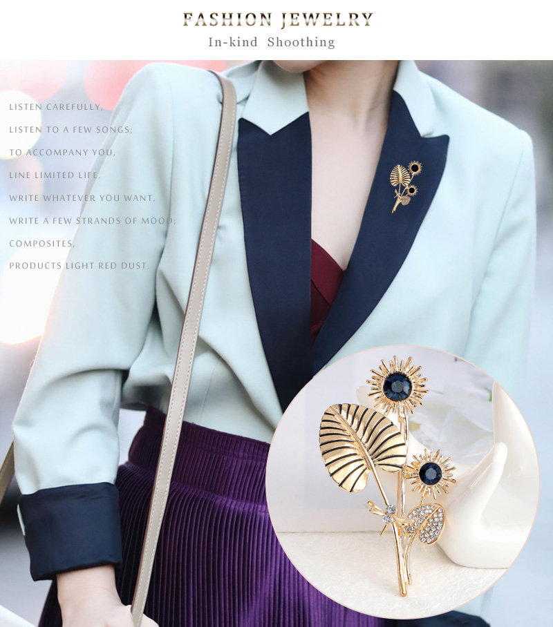 Fashion Silver Alloy Geometric Sunflower Brooch,Korean Brooches