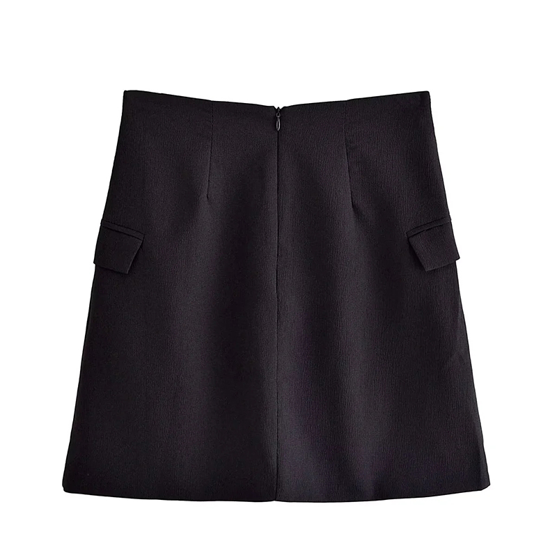 Fashion Black Solid Pocket Skirt,Skirts