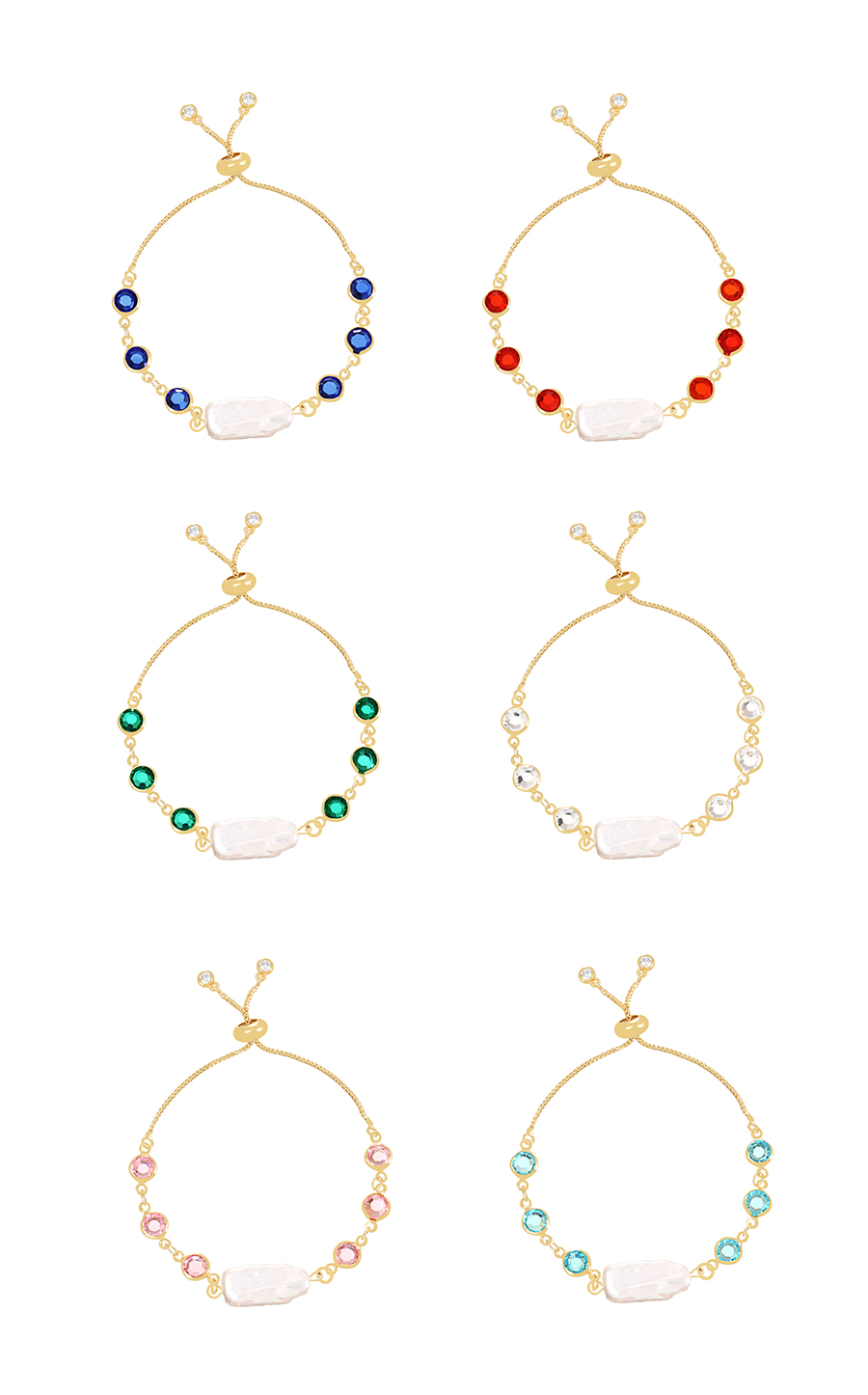Fashion White Copper Zircon Geometric Pearl Bracelet,Bracelets