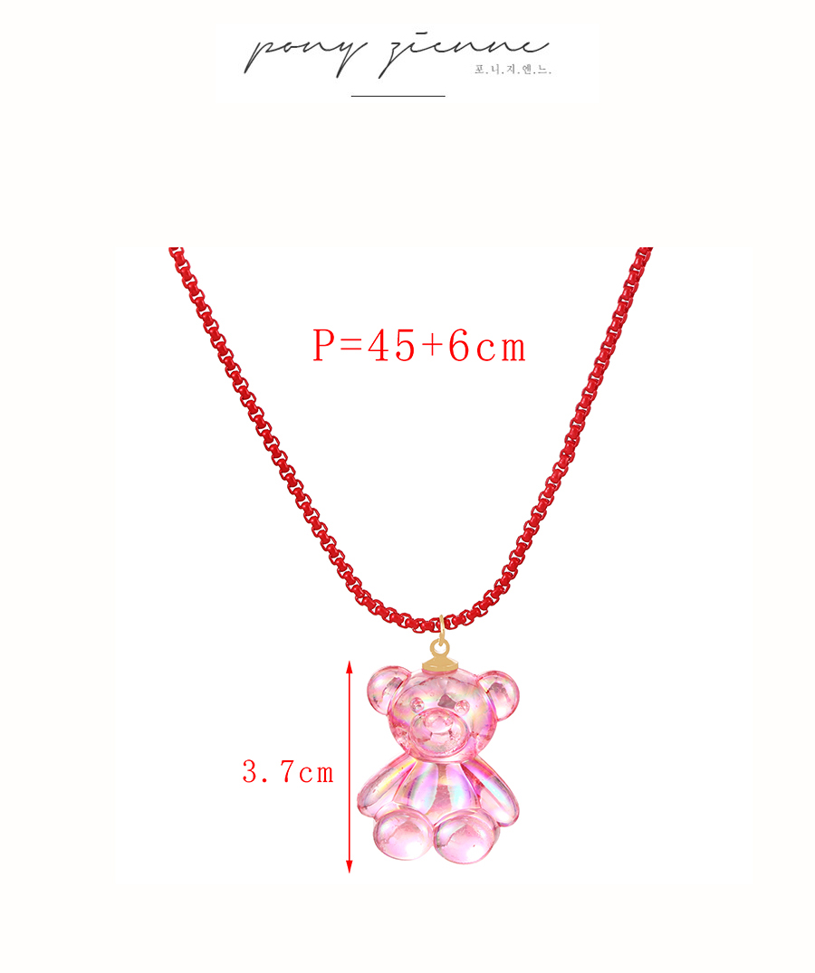 Fashion Purple Copper Resin Bear Pendant Necklace,Necklaces