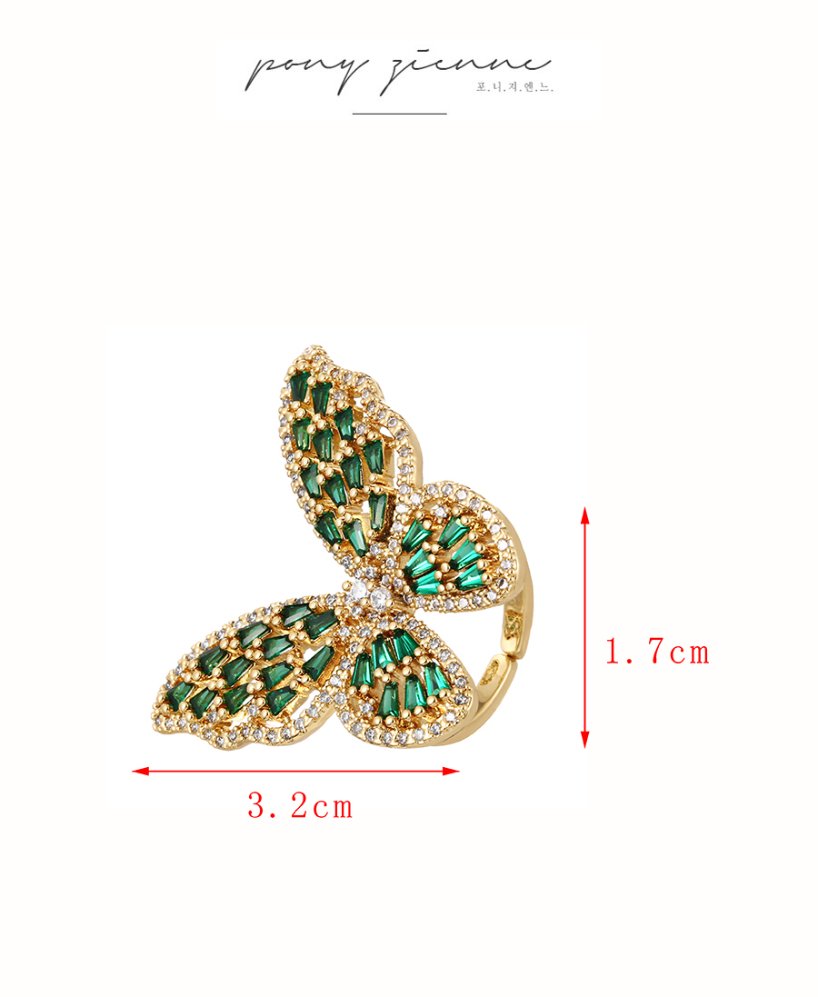 Fashion Silver Bronze Zircon Butterfly Ring,Rings