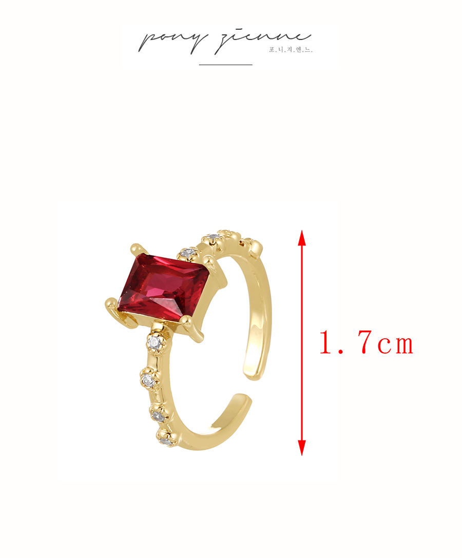 Fashion Red Bronze Zircon Square Ring,Rings