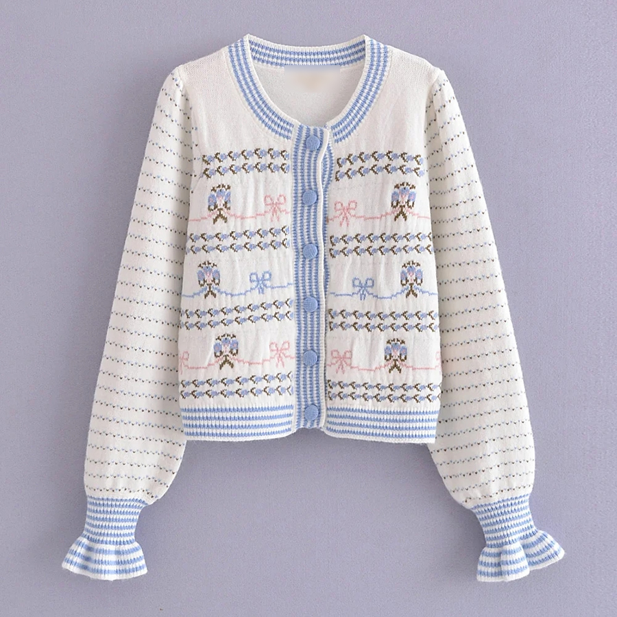 Fashion White Little Ripple Knit Sweater Cardigan Coat,Sweater