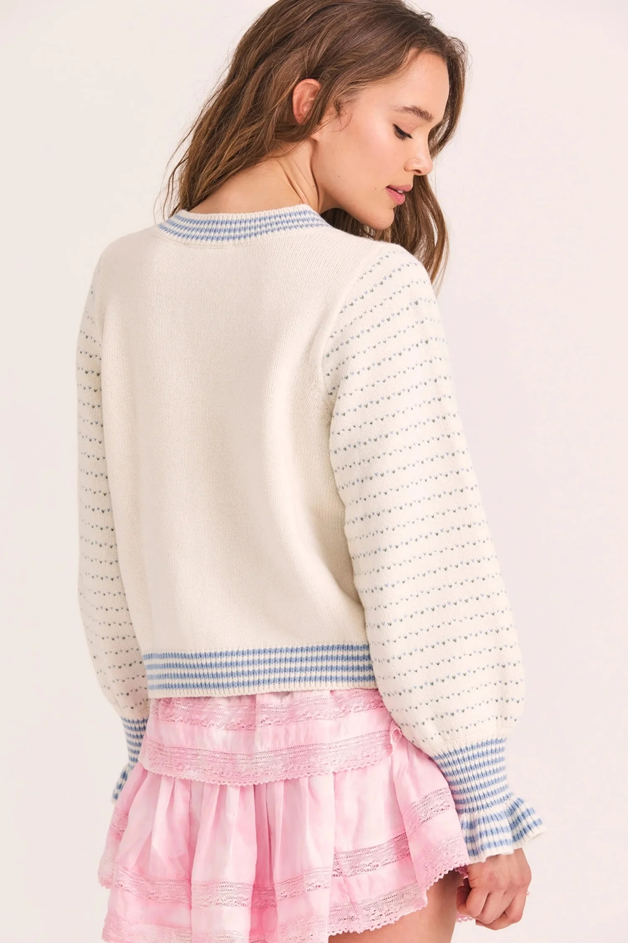 Fashion White Little Ripple Knit Sweater Cardigan Coat,Sweater