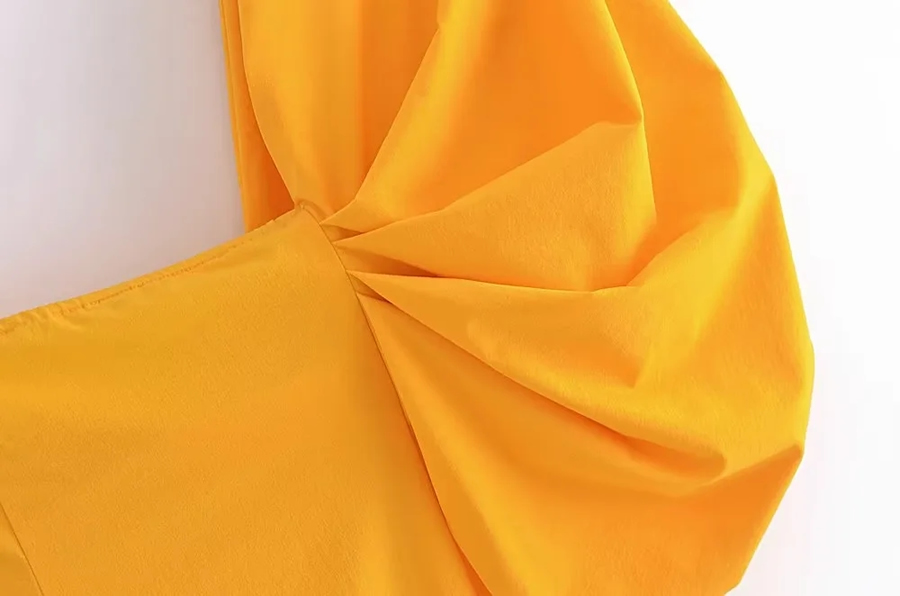 Fashion Orange Bow One Shoulder Dress,Mini & Short Dresses