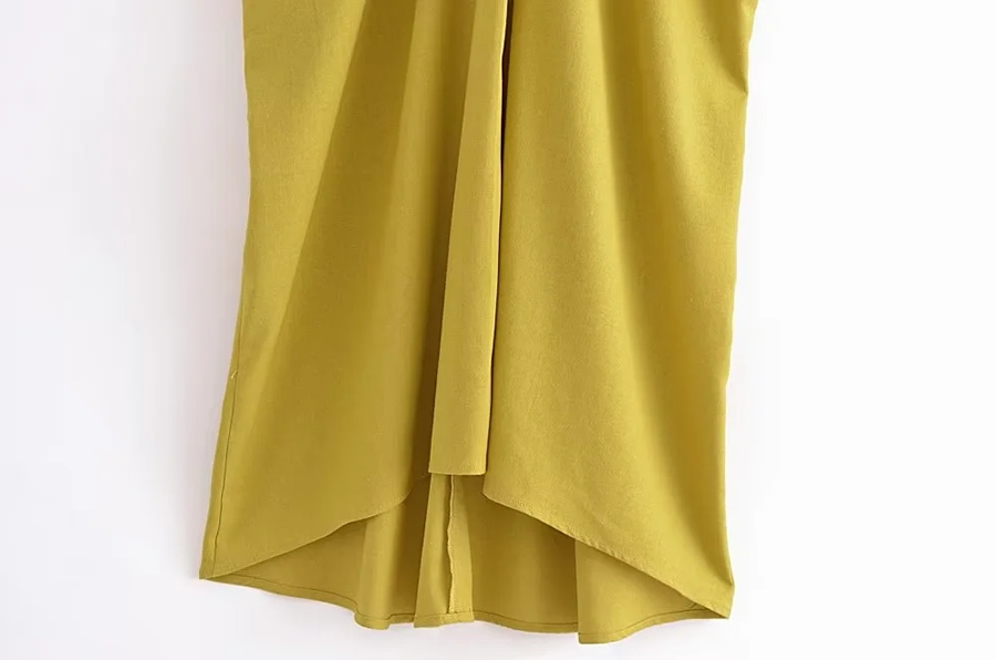 Fashion Yellow Woven V-neck Dress,Long Dress