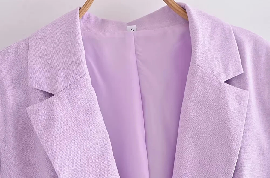Fashion Purple Woven One-button Pocket Blazer,Coat-Jacket