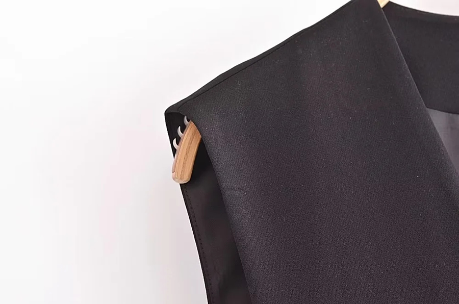 Fashion Black Woven Single Button Sleeveless Vest Jacket,Coat-Jacket