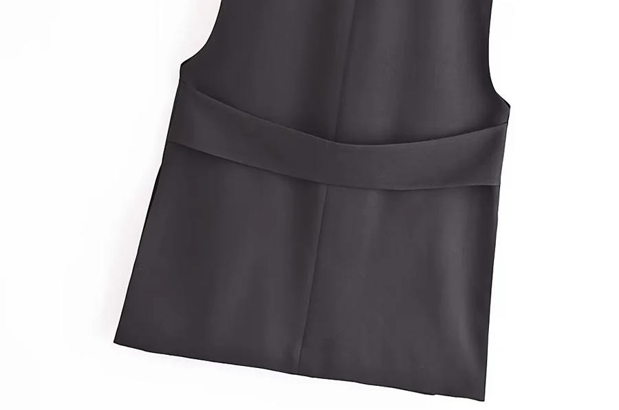 Fashion Black Woven Single Button Sleeveless Vest Jacket,Coat-Jacket