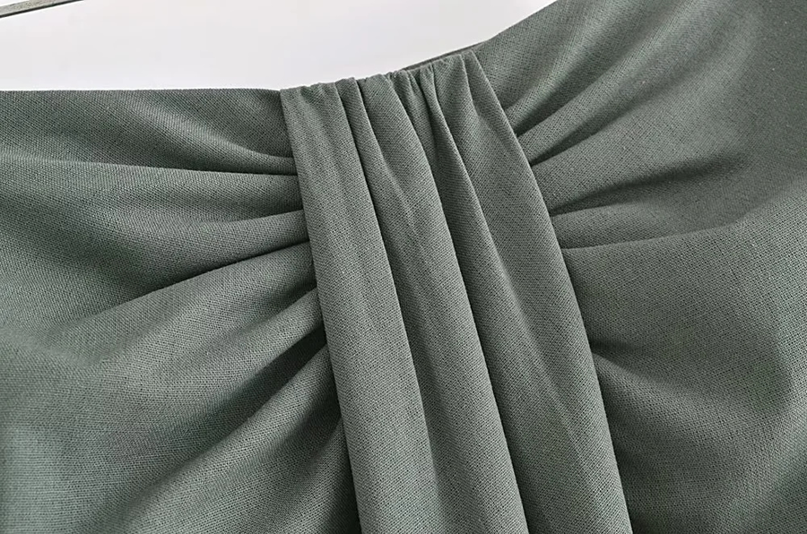 Fashion Green Woven Knotted Slit Skirt,Skirts