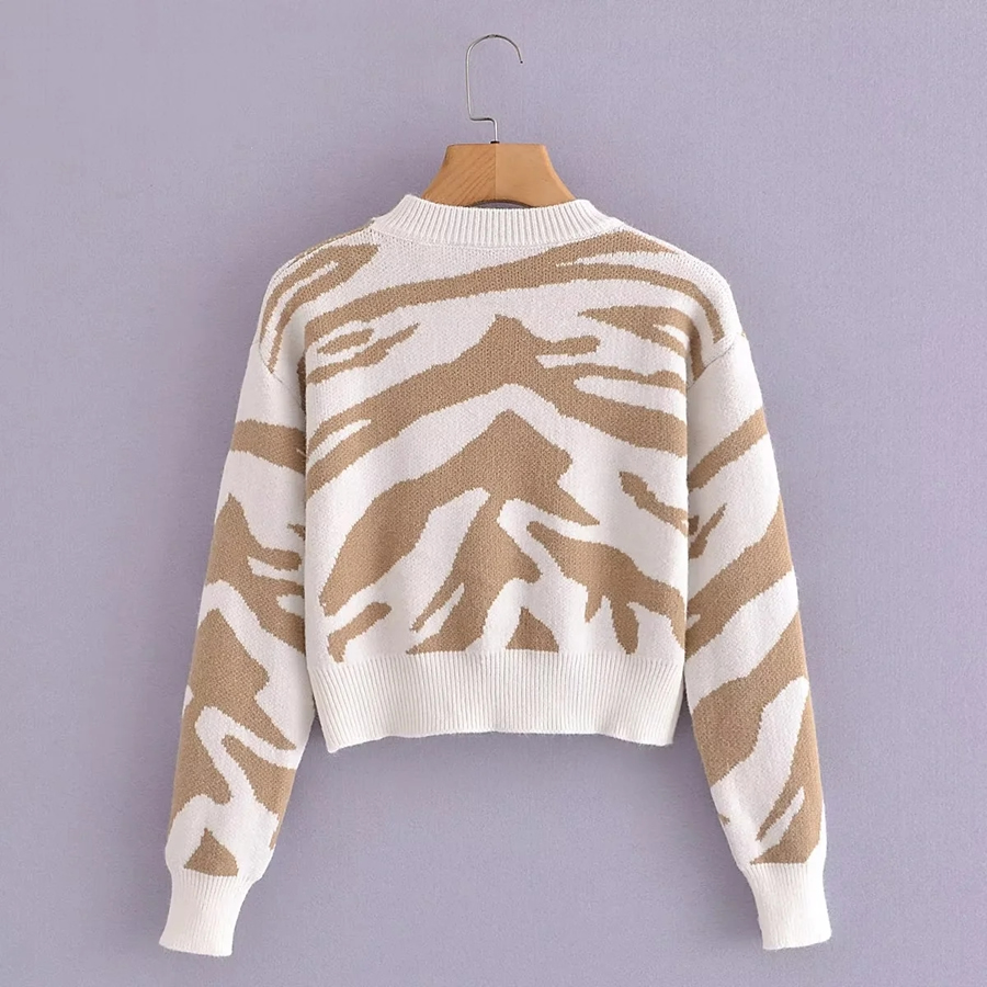 Fashion Zebra Zebra-knit Crewneck Sweater,Sweater